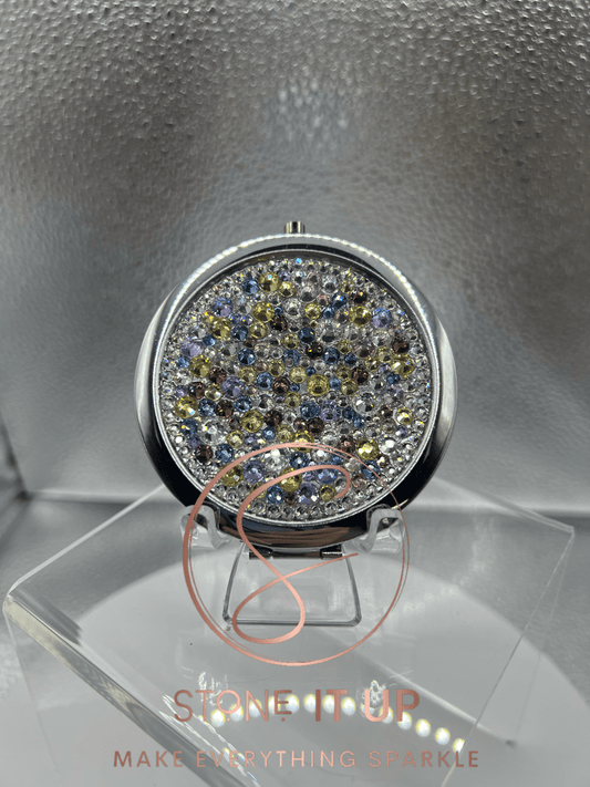 Whispering Wynona Blinged Out Round Shaped Compact Mirror