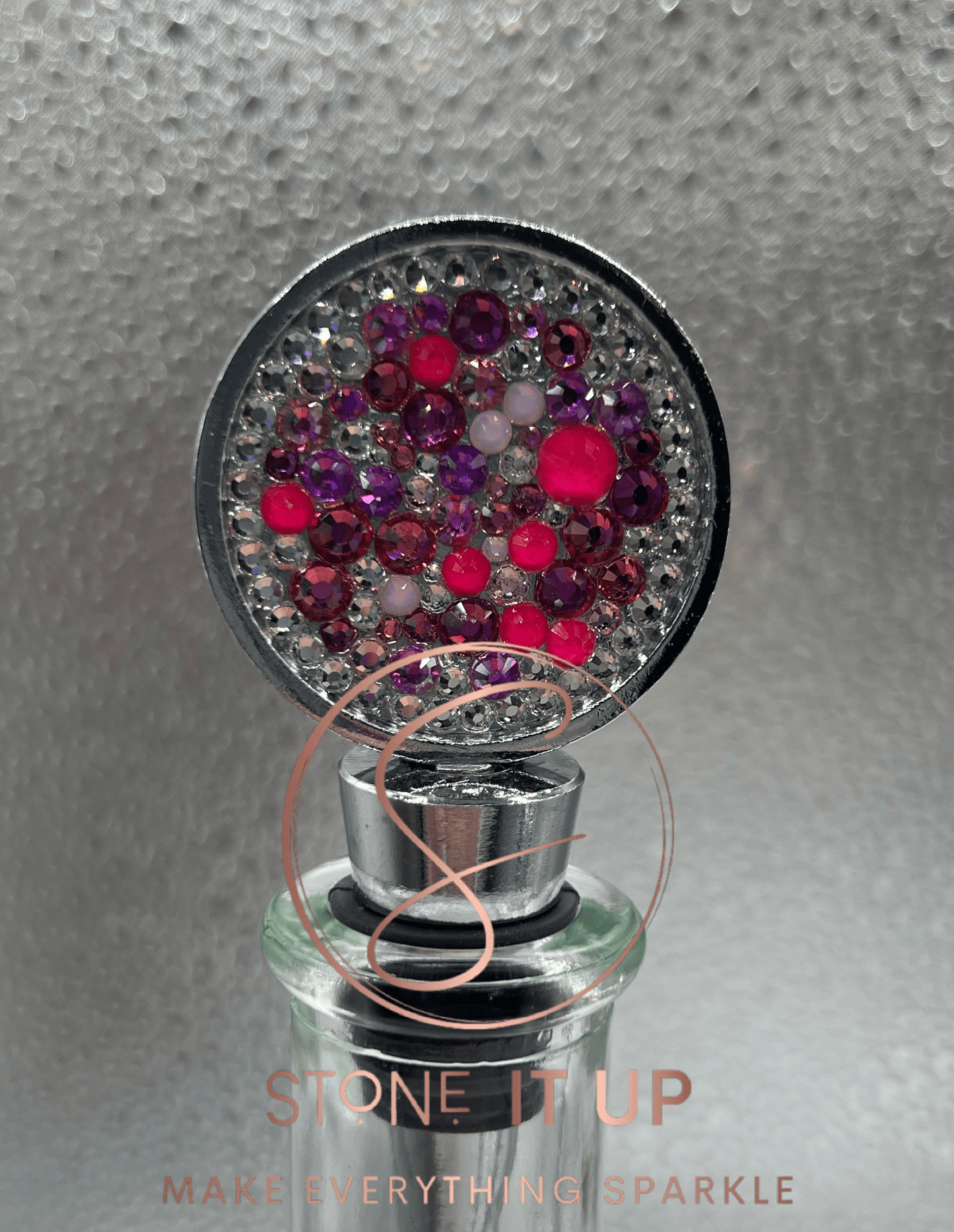 Blinged out Barbie's Bubblegum Round Wine Bottle Stopper