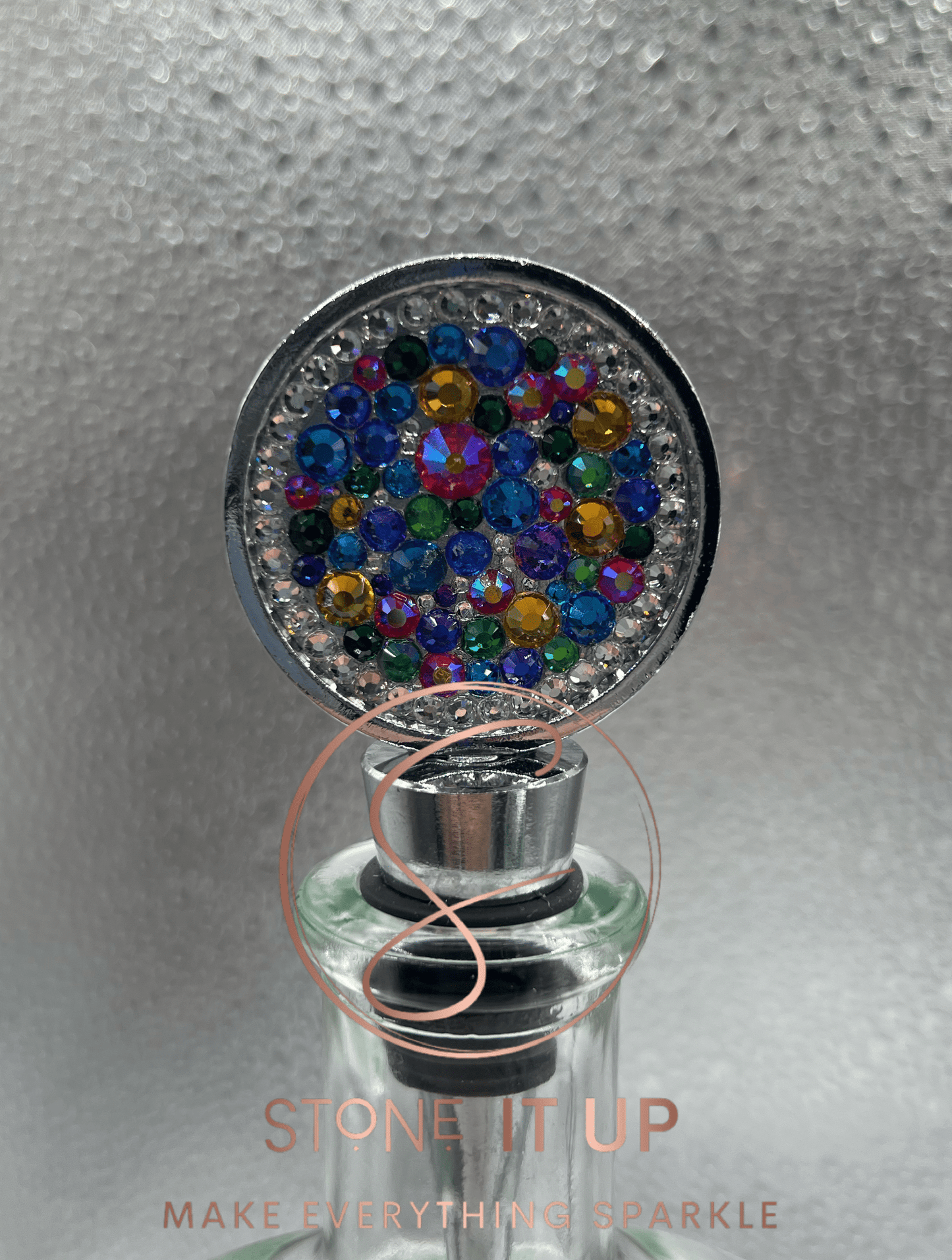 Blinged out Va Va Va Voom Veronica Round Wine Bottle Stopper