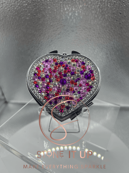 Heartthrob Heidi Blnged Out Heart Shaped Compact Mirror