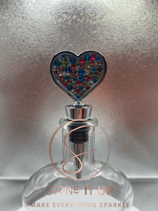 Blinged out Happy Go Lucky Hailey Heart Wine Bottle Stopper