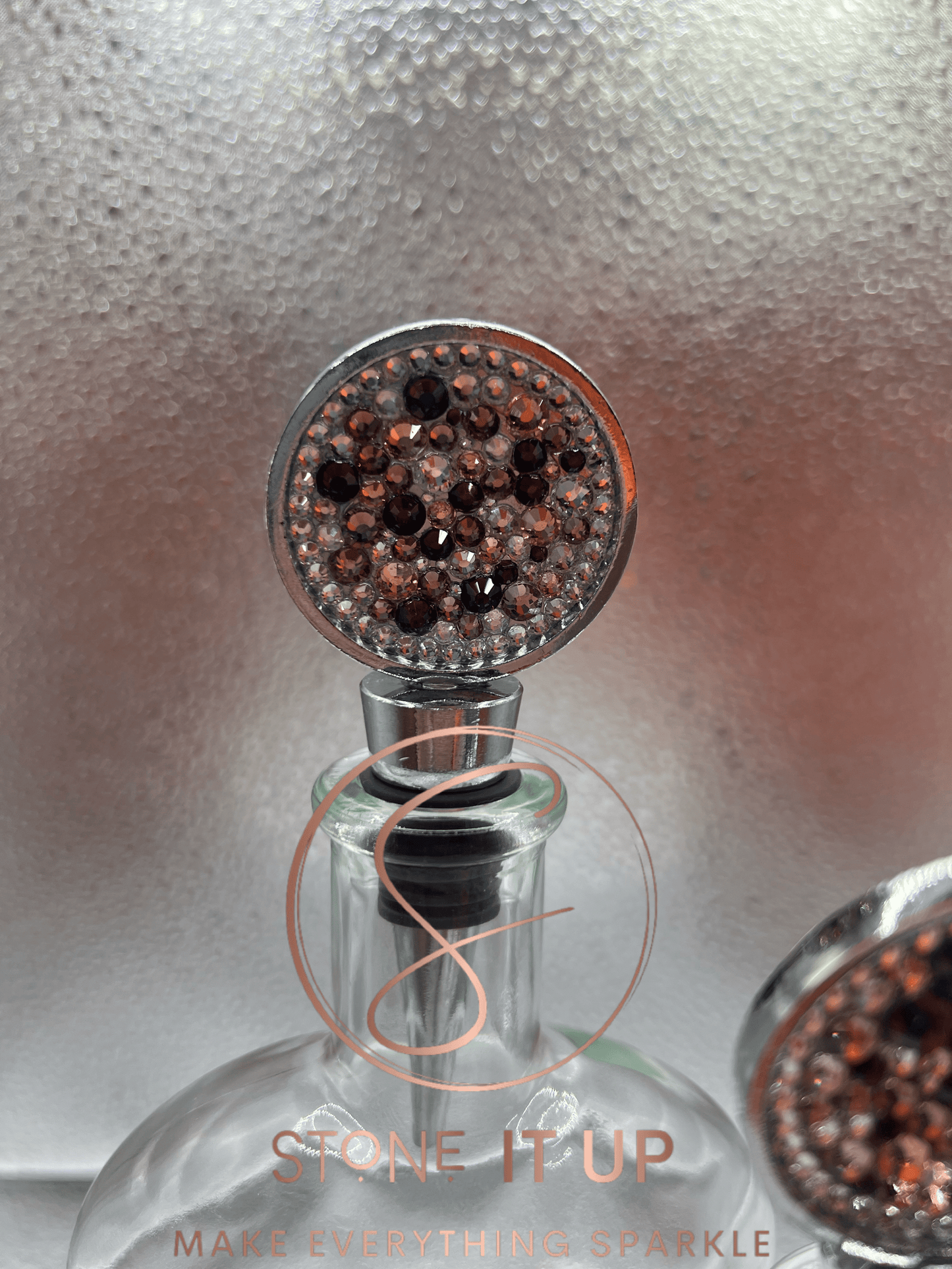 Blinged out Playful Polly Round Wine Bottle Stopper