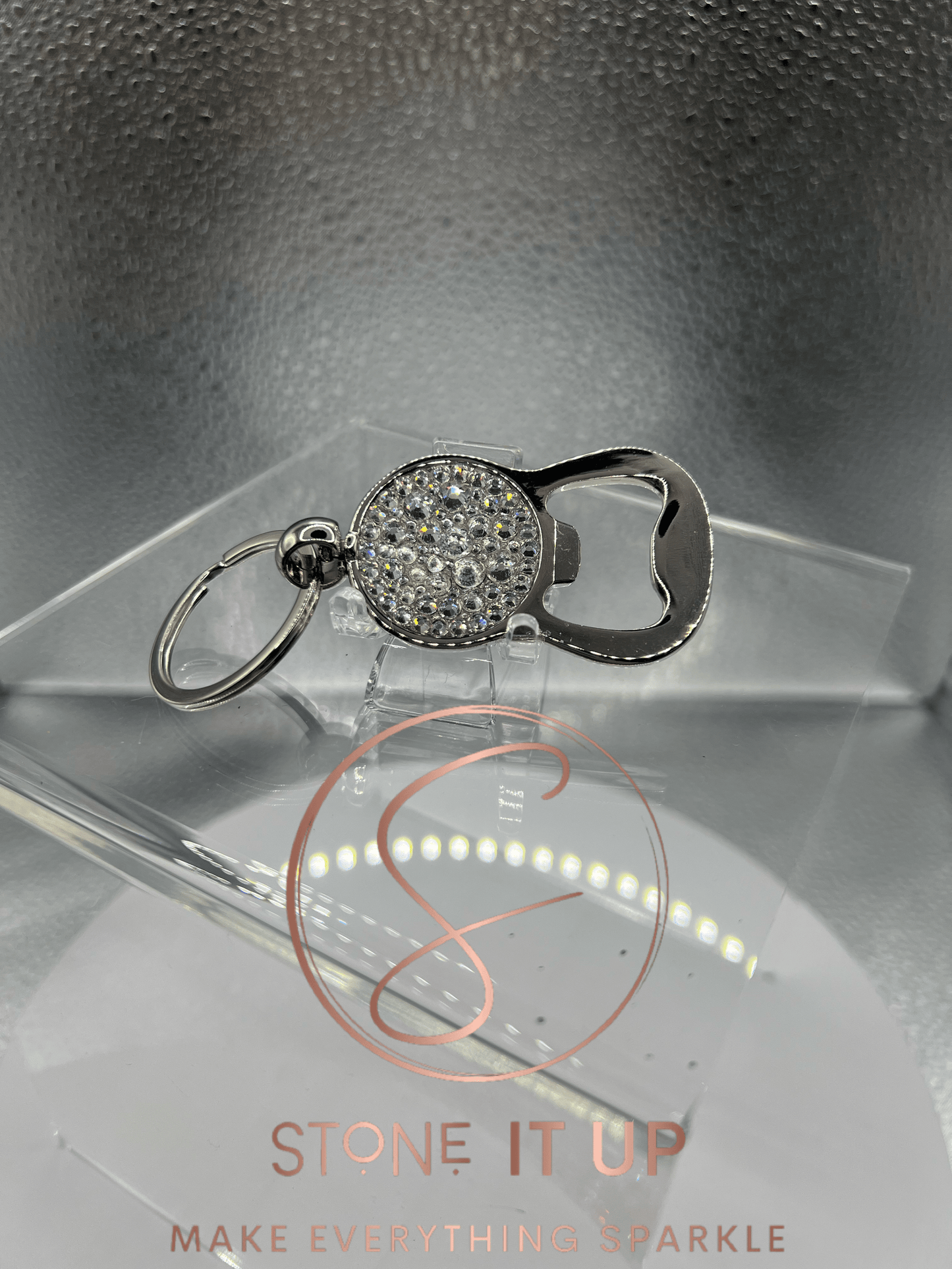 Clear Crystal Bottle Opener Keychain