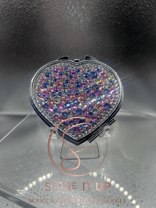 Elegant Erma Blinged Out Heart Shaped Compact Mirror
