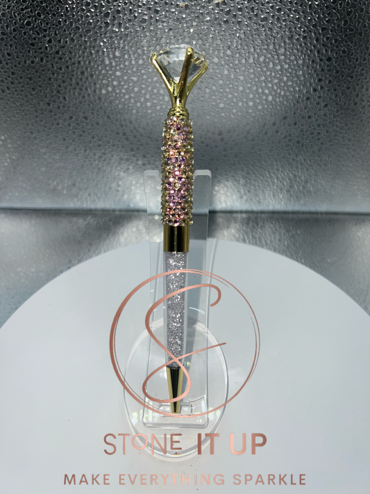 Mirage Champagne in Gold Blinged Out Diamond Top Pen