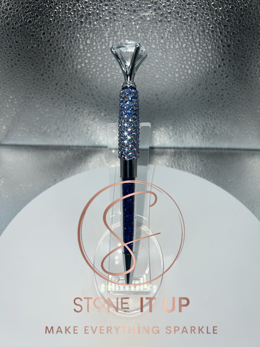 Mirage Sapphire Blinged Out Diamond Top Pen with Blue Crystals