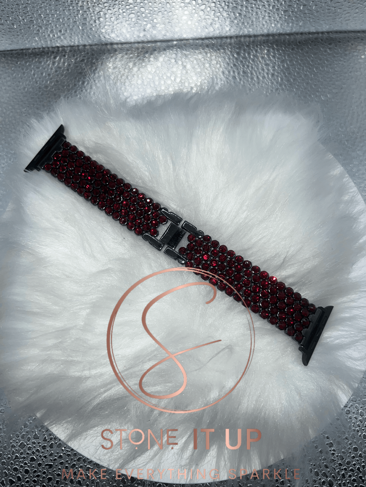 Dark Siam Red in Black Apple Watch Band (42-49mm)