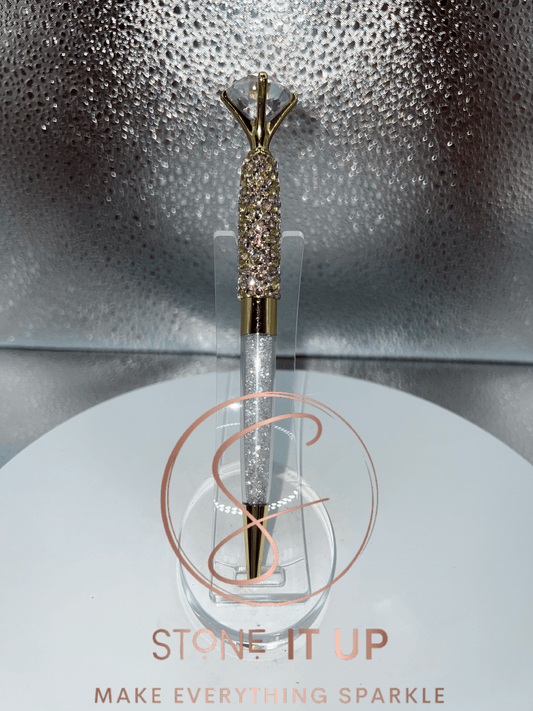 Sunlight Blinged Out Diamond Top Pen with Clear Crystals
