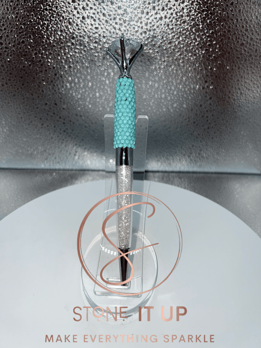 Tiffany Blue Blinged Out Diamond Top Pen with Clear Crystals
