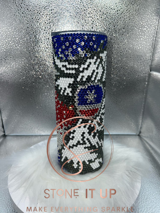 20oz Patriotic Cow Blinged Out Tumbler