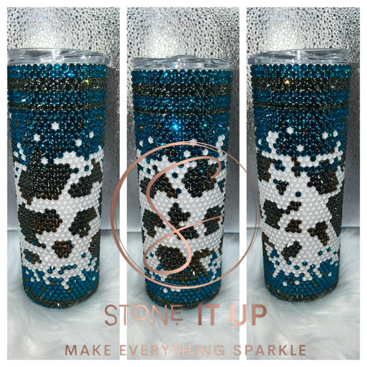 20oz Western Cowprint Blinged Out Tumbler
