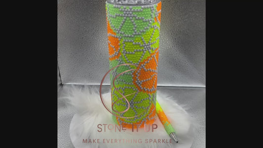 20oz Summertime on Ice Blinged Out Tumbler with Pen